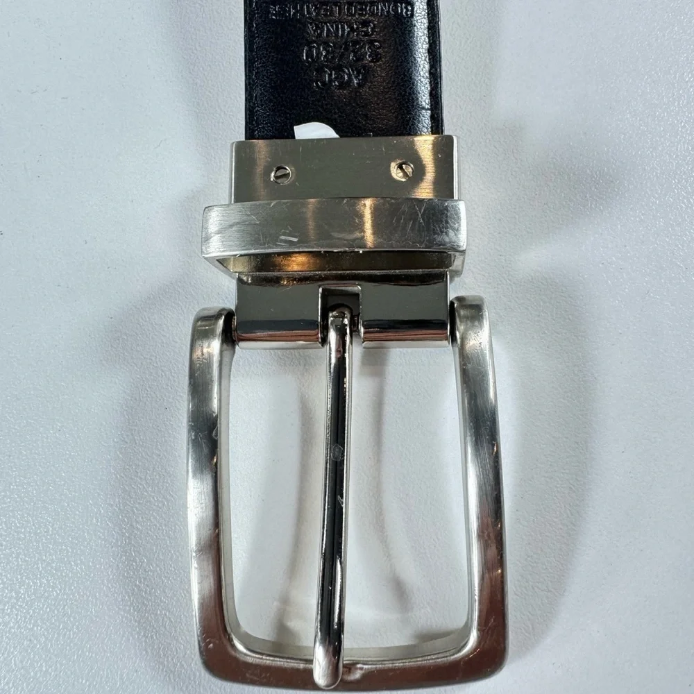 AG Adriano Goldschmied Leather Reversible Belt with Silver Buckle
